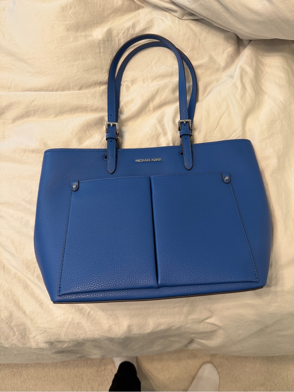 MICHAEL KORS Royal Blue Pebbled Leather Tote